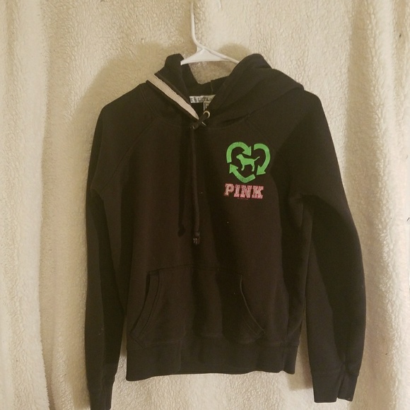 PINK Victoria's Secret Tops - Black Pink Green Hoodie